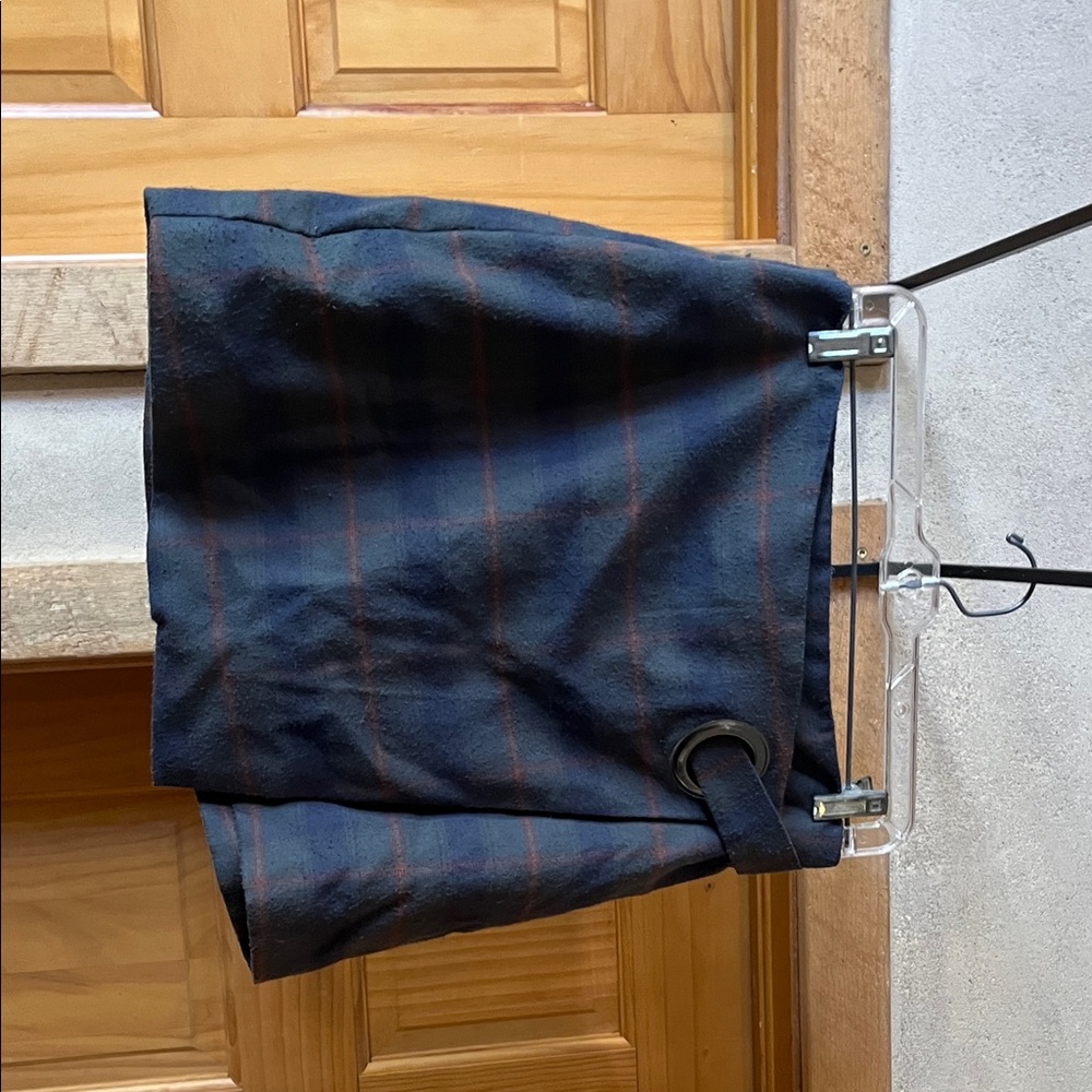 Free People Navy Plaid Mini Skirt with Rust Stripes